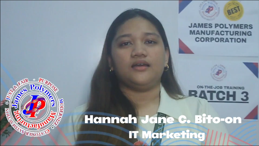 Hannah Jane C. Bito-on reveals her testimony of success at James Polymer.